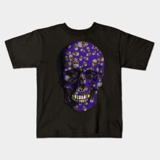 Happy Skull Random Pattern (Purple) Kids T-Shirt